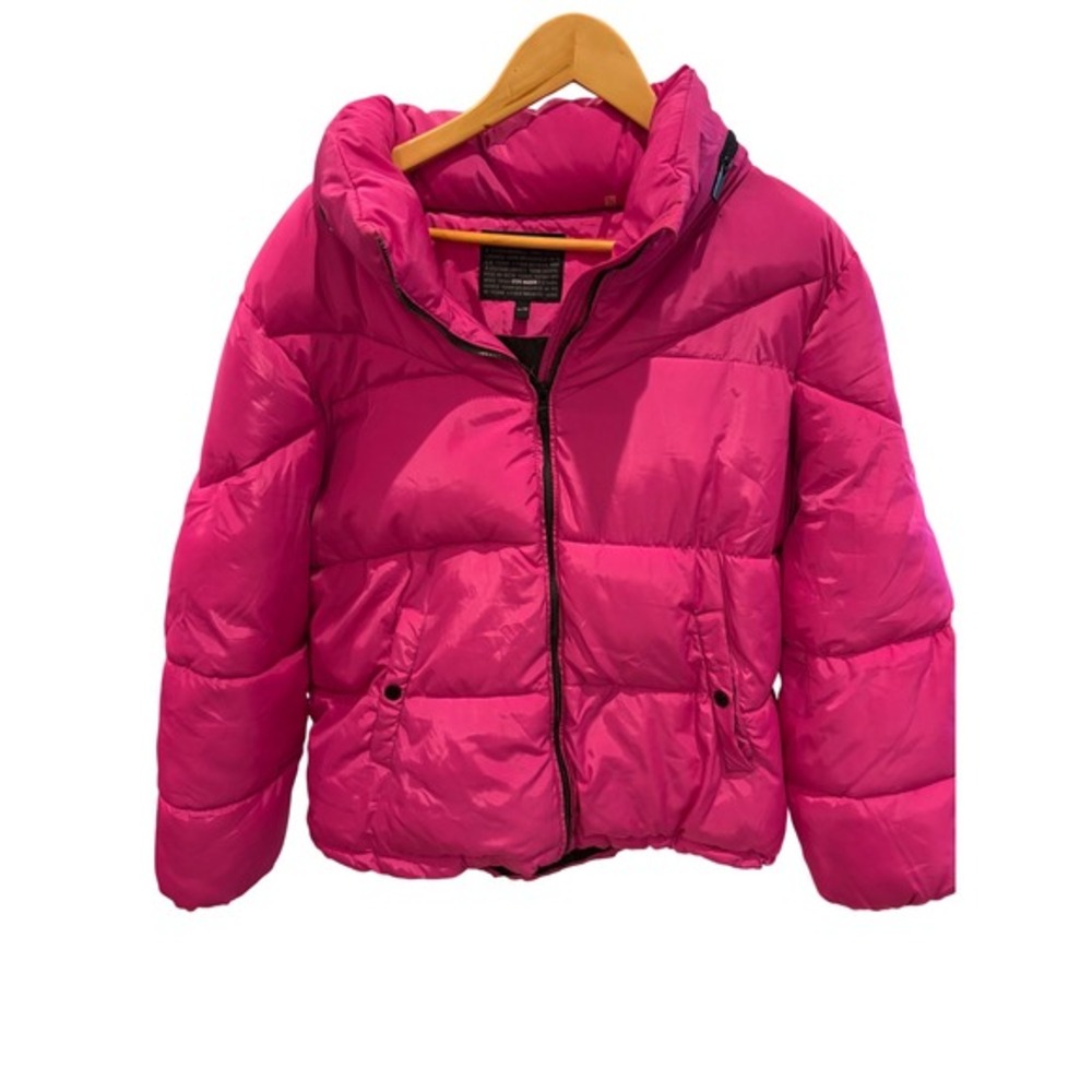 STEVE MADDEN Puffer Jacket Women XL TG Pink Full Zip Collared Winter Warm
